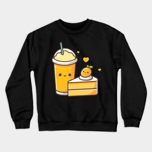 Cute Couple Gift in Kawaii Style with a Mango Cake and a Milkshake | Kawaii Food Crewneck Sweatshirt